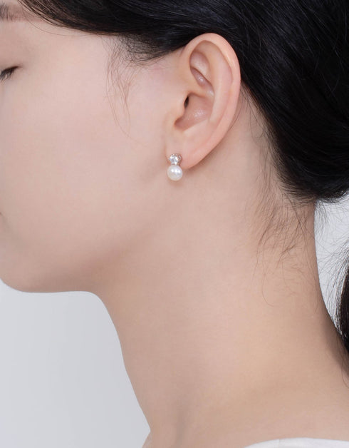Pearlescent Elegance Studs with Freshwater Pearls & CZ